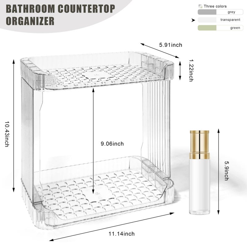 TENDER EPOCH Bathroom Counter Organizer Cosmetics Skincare Organizers Skincare Makeup Organizer Countertop Holder for Perfume-2 Tier-Clear - Image 2